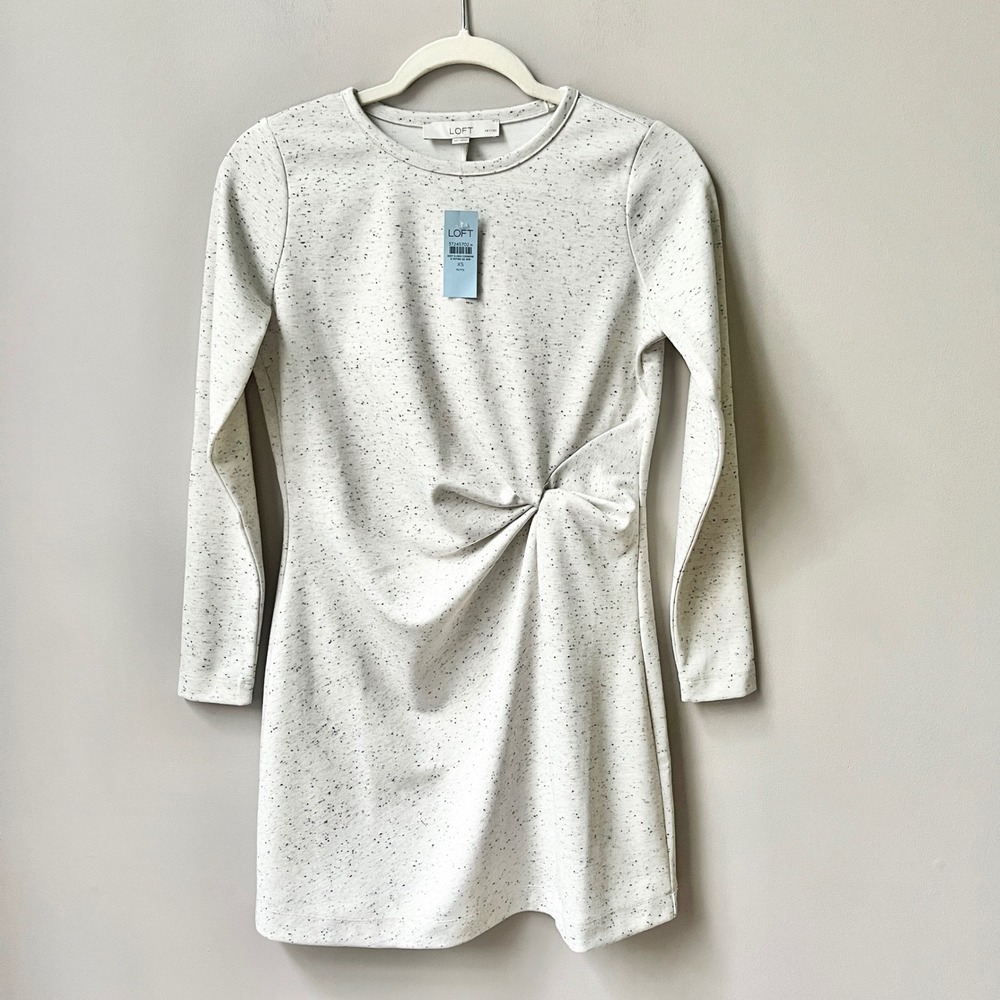 Loft Dress Women's XSP New NWT Heather Gray Speckled Feminine Office Neutral